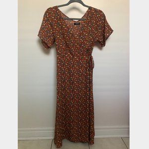 Floral Wrap Midi Dress